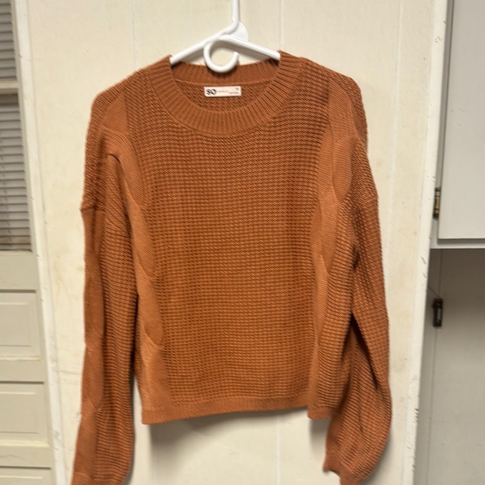 SO Orange Textured Crew Neck Sweater - Picture 3 of 5